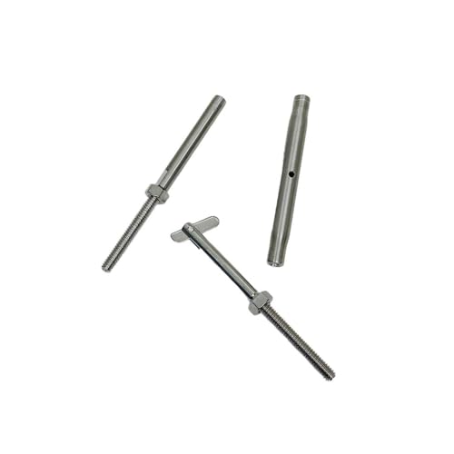1/4" Threaded Drop Pin & Hand Swage Stud Turnbuckle 3/16" Cable Stainless Steel miniatura 3
