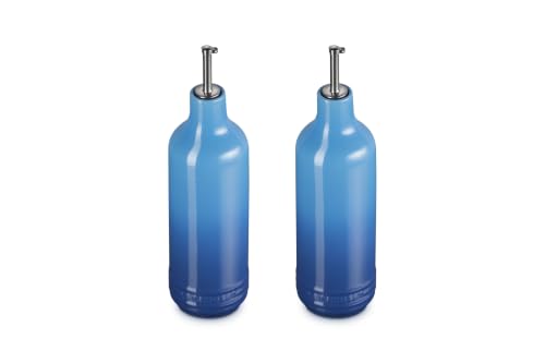 Le Creuset Stoneware Signature Oil Cruets. Set of 2, 20 oz. each, Marseille