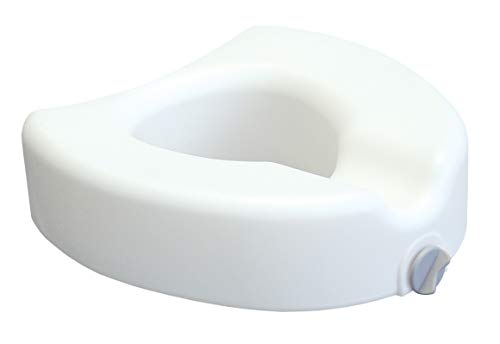 Lumex Raised Toilet Seat, 4.5" Riser, Locking Clamp, Fits Most To...