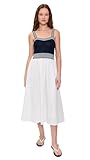 MOON RIVER Women's Mixed Media Knit Top Midi Dress, Navy/Off White, M