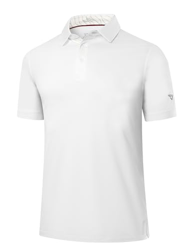 Boyzn Men's Polo Shirt Performance Golf Shirts Casual Work Shirts for Men White02-2XL