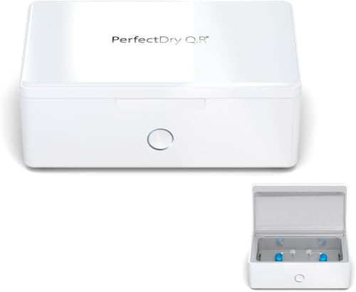 Audinell PerfectDry Q.R. Elektronische Hörgeräte-Trocknungsbox Schnell 45 Min mit Lüfter Luftentfeuchter und Trocknungsbox Hörgerät - Beseitigt Schweiß u