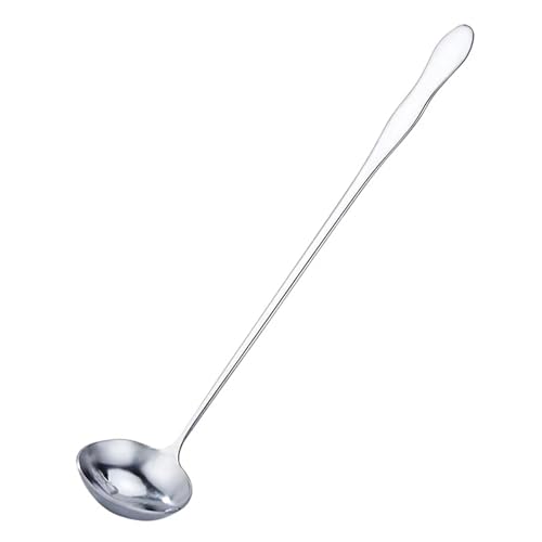 Stainless Steel Sauce Spoons, 24cm Sauce Spoon with Angled Pour Spout, Small Round Deep Head Stainless Steel Mixing Spoon