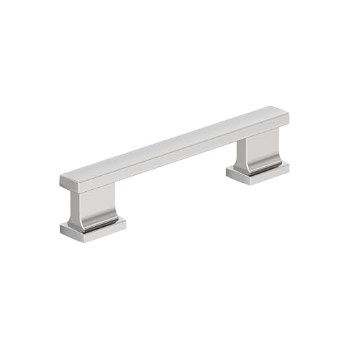 Image of Amerock 25 Pack 3-3 /4 inch Triomphe Polished Chrome Drawer Pull | 3-3 /4 inch (96mm) Center-to-Center Mounting Distance and 4-13 /16 inches Overall Length, Durable Zinc Cabinet Hardware