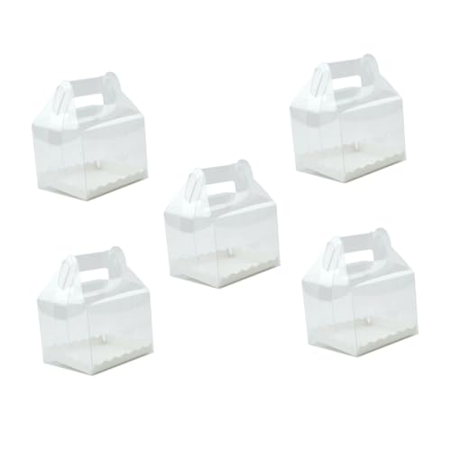 VINTORKY 5pcs Plastic Cake Boxes Handle Baked Goods Packaging Cake Containers Treats Boxes