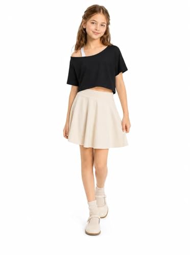 Image of Girls Off The Shoulder Tops Asymmetrical Short Sleeve Crop Top Cute Summer Tee Shirts