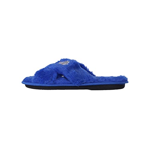 Image of FOCO Womens NFL Team Script Wordmark Fuzzy Cross Slide Slippers