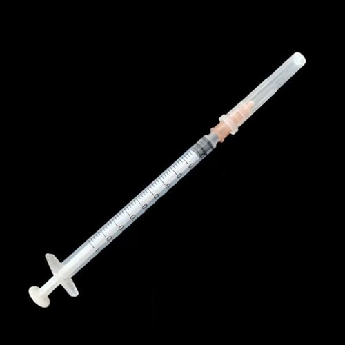 KHPGQIAS 1ml Liquid Plastic Syringe with Needle, Used for Measuring Feeding Pet Syringes, Measuring Liquid Filling Tubes Or Glue Applicators in Scientific Laboratories(White,50PCS)