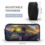 Skull Vintage Steam Train 3 Pcs Backpack Set Trendy Travel Bag with Portable Lunch Box Pencil Bags Gifts for Picnic Work4