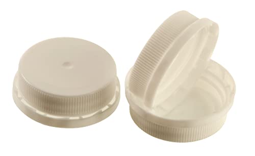 EcoQuality White Tamper Evident 38MM Ratchet Caps and Lids for Plastic Juice Bottles For HDPE and Clear Plastic Juice Bottles, Smoothie Bottles, Fresh Squeezed Juice Container (100)
