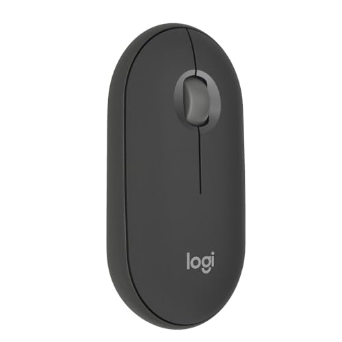 Logitech Pebble Mouse 2 M350s Slim Bluetooth Wireless Mouse Portable Customisable Button Quiet Clicks 4K DPI 24-month battery Easy-Switch for Windows macOS iPadOS Android Chrome OS -Graphite