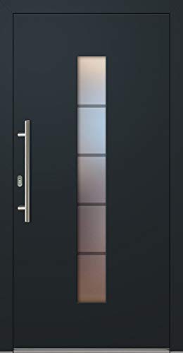 Preisvergleich Produktbild Kunststoff-Aluminium Haustür"BARBARA" 70mm (Anthrazit, ALU-PVC, Glaseinsatz, Edelstahl Stoßgriff, 110(B) x210(H) cm, DIN Rechts, innen öffnend)