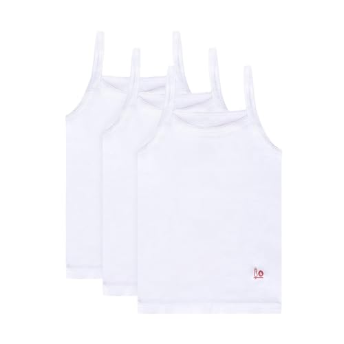 Feathers Girls Solid White Tagless Cami Super Soft Undershirts (3/Pack) 4 yrs, White