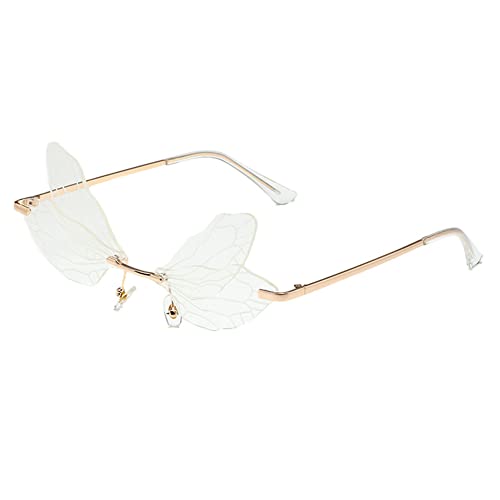 Image of Dragonfly Rimless Sunglasses Wing Shaped Butterfly Fairy Shades Glasses Fashion Party Sunglasses for Women Men