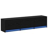 vidaXL FernseherSchrank mit LED Schwarze Eiche 162.5X34X40 cm Holzwerkstoff | Dekorative Intarsien für viel Stauraum im modernen Design mit 3 Schiebetüren | Standeinheit und Unterhaltungszentrum für