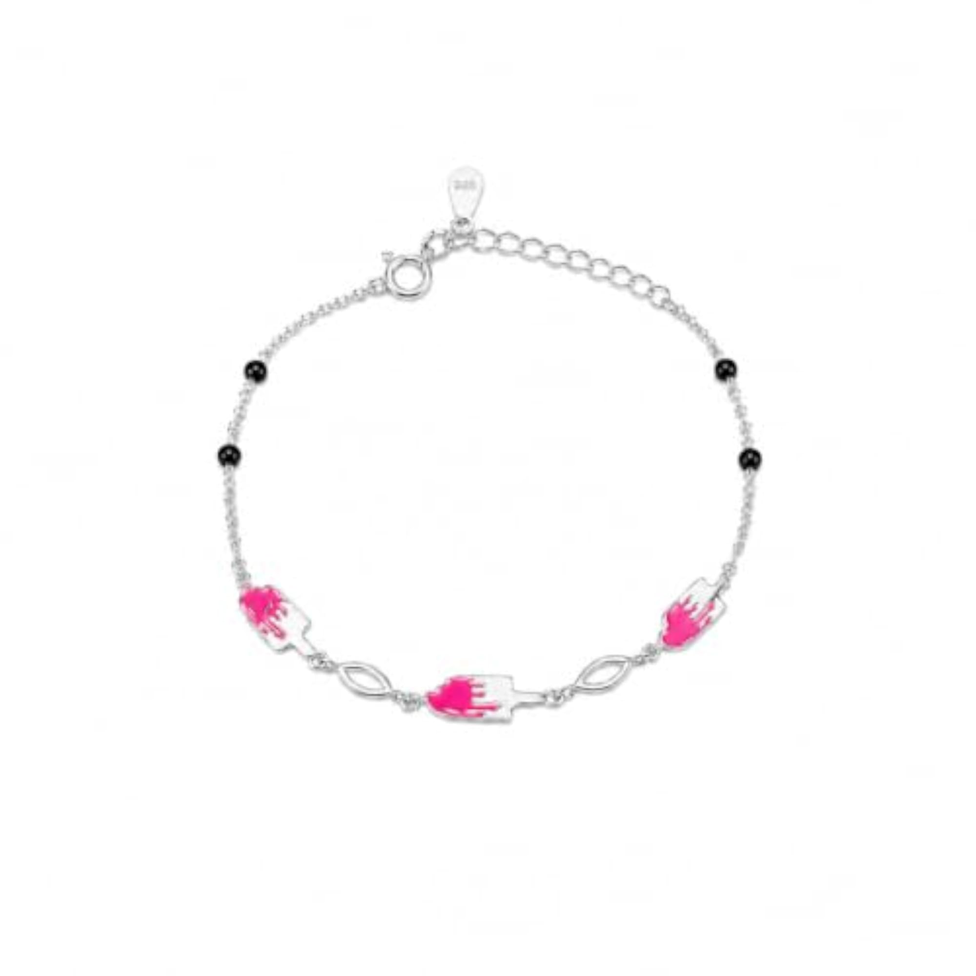 925 Sterling Silver Sweet Popsicle Enamel Bracelet, Adjustable