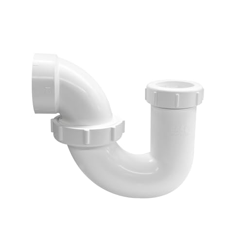 Image of LESSO P Trap PVC 1-1 /4 x 1-1 /2 Inch for RV Drain | Bathroom Kitchen Sink Drain Pipe Tubular Kit with Threaded Adapter Ring Plastic Nut (Slip x H)