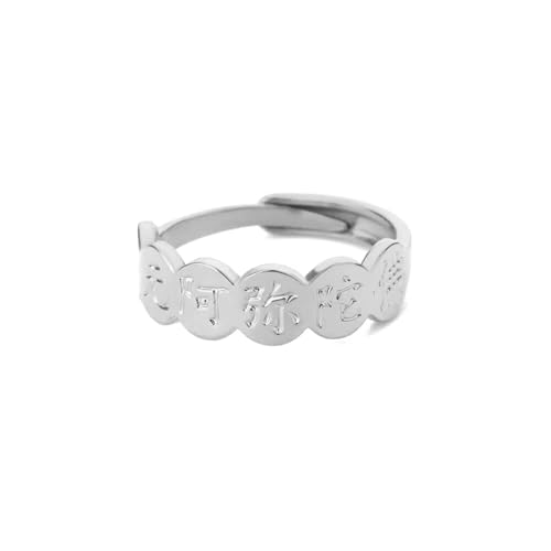Bijoux bouddhistes bague lettre chinoise hommes femmes anneau religion or ajustable