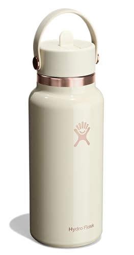 Hydro Flask Water Bottle - Insulated Stainless Steel - Wide Mouth Flex Straw Lid, Non Spill, Leakproof and Refillable in 32 Oz Linen Rose Gold - image 2