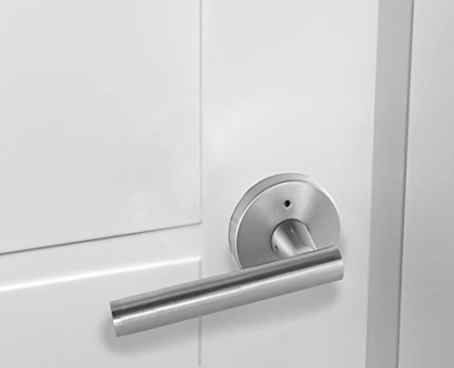Image of Design House Eastport Privacy Door Lever, Satin Nickel | Surface, Contemporary /Modern, Zinc, Hardware, 580969