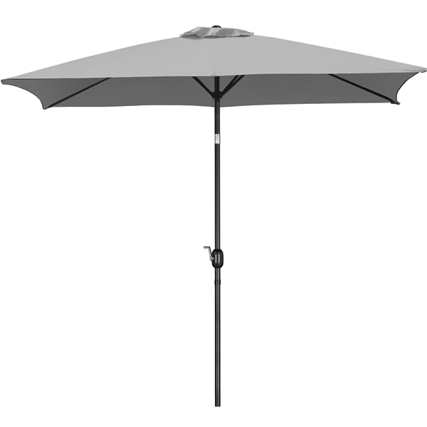 Yaheetech Parasol Rectangulaire 3 m avec Manivelle, pour Jardin/Extérieur/Marché/Plage en Aluminium avec Toile Inclinable, Parasol d'Angle pour Table Centrale