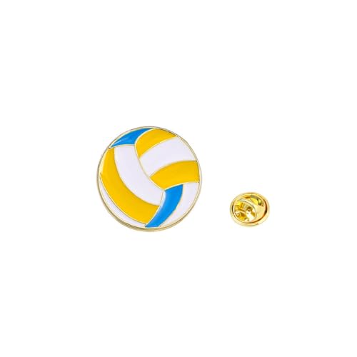 Sport Ball Brooch Pins Badge Basketball Football Soccer Pingpong Volleyball Badminton Baseball Lapel Brooches for Sport Ball Lover Fans-Volleyball