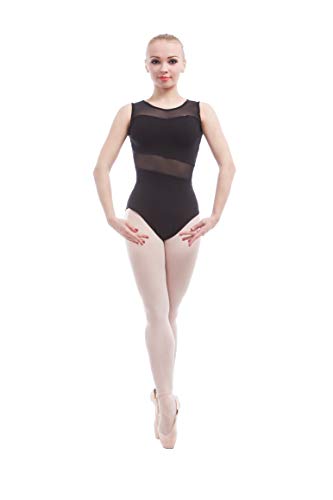 Dance Favourite Maillot de ballet con espalda abierta y forma de O para mujer, Negro