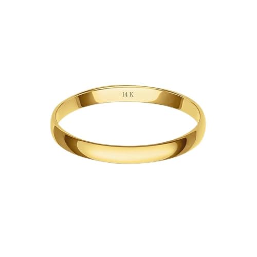 Women's 10K or 14K Rose, White or Yellow Gold 2MM Petite Classic Plain Wedding Band by Brilliant Expressions