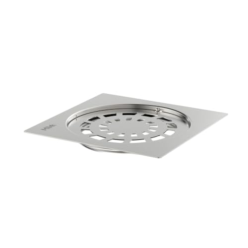 Image of Mila 5x5 Inch Flat Cut Floor Drain | 304 Grade Stainless Steel | Secure Lock | Prevents Accidental Displacement | Fast Water Drainage | Rust Resistant | Matte Finish | 1.5 Yr Warranty