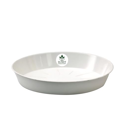 Image of Sumit Greenrey | 10 Inch Flower Pot Pack of 10 | Premium White Plastic Planters with Tray Base Palette | Home, Garden & Balcony Decoration | Durable, Elegant, Eco-Friendly Pots