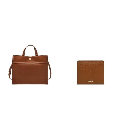Sac Carmen Fossil en cuir marron avec portefeuille Logan assorti