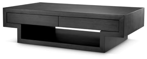 Casa Padrino Mesa de Centro de Lujo con 4 cajones Negro Gris 140 cm