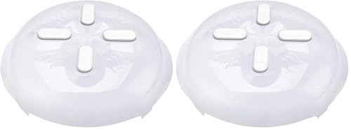 Image of HOVER COVER Magnetic Microwave Cover for Food | Clear Microwave Splatter Cover | Microwave Plate Cover with Steam Vents | Food Grade Dish Cover | BPA-Free | Dishwasher Safe | White (Pack of 2)