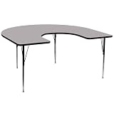 Flash Furniture 60''W x 66''L Horseshoe Grey Thermal Laminate Activity Table - Standard Height Adjustable Legs