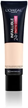L'Oreal Paris Foundation, Infallible Matte Cover 24hour 355 Sienna, Sweat-proof, Heat-proof, Transfer-proof and Water-proof, SPF 18, 30 ml
