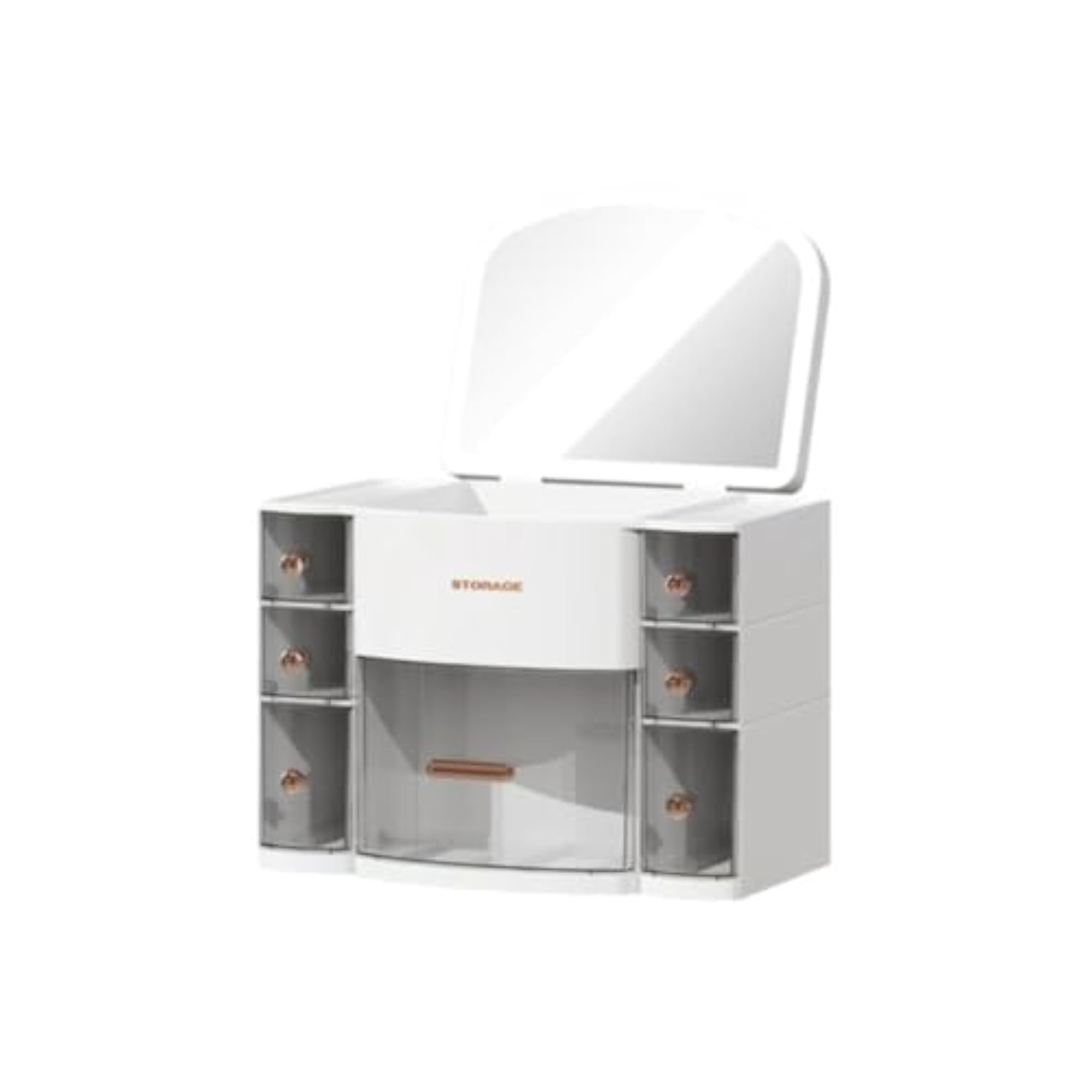 Large Capacity Makeup Organizer Box with Mirror, Dust Protective