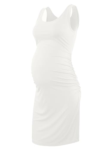LIU & Qu - Vestido de Maternidad sin Mangas para Mujer - Blanco - Medium