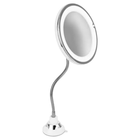 HOMEGENIX Vanity Mirror with Lights, 10x Magnifying Mirror for Makeup, LED Lighted Makeup Mirror Adjustable Goose Neck, Bedroom or Bathroom Desk Mirror Travel Makeup Mirror Nickle Finish Cover