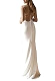 Backless 2-Piece Wedding Dresses with Cape Beach V Neck Mermaid Wedding Dress for Bride Elopement Wedding Dresses Backless Long V Neck Prom Gown Ivory Size 4