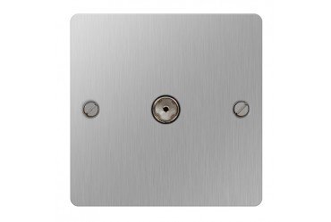 BG Electrical SBS60 Nexus Brushed Steel Screwed Flat Plate Single Non-Isolated Co-Axial Socket 1 Gang