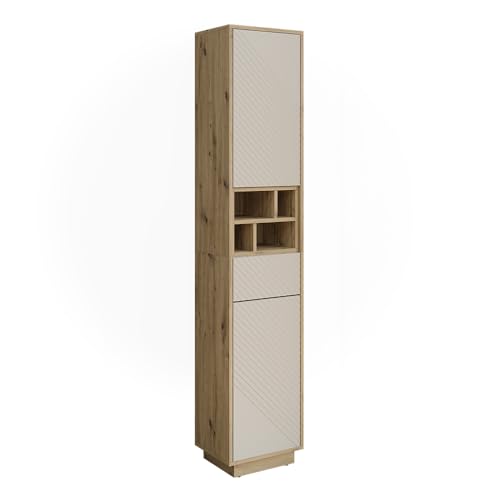 Vicco Hochschrank Beatrice, Cashmere/Artisan-Eiche, 38 x 190 cm