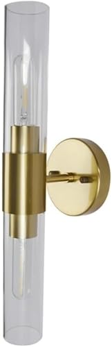 Aplique de Pared LED Moderno de 2 Tubos Largos, Simple, con Pantalla de Metal Dorado y acrílico, E27, lámpara de Noche para Dormitorio, Pasillo y Sala de Estar (A)(B)