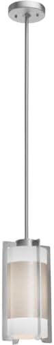 Access Lighting Access 20738-BS/OPL Contemporary Modern One Light Pendant from Iron Collection in Pewter, Nickel, Silver Finish, 12.00 inches, Brushed Steel