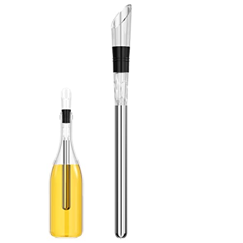 Firschoie Rafraichisseur de Bouteille en acier inoxydable, 3 en 1 accessoires de vin de qualité supérieure, Glacière + Réveil + Verseur, Idéal pour l'extérieur, plage, fête, barbecue, boissons