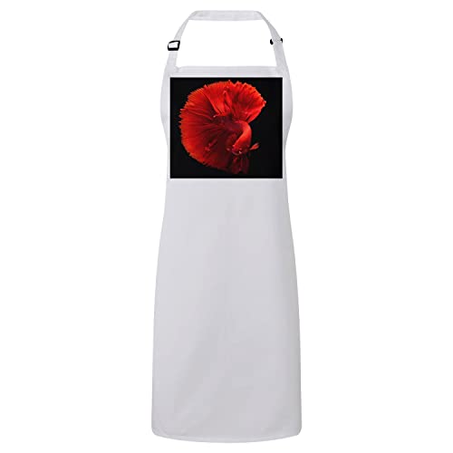 Tablier cuisine blanc poisson combattant idéal pour vos repas de fête