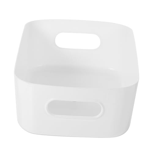 STOBAZA 6 piezas Cajas de Almacenamiento Plástico Organizador Resistente con Asa Recortada Aptas para Cocina Baño Escritorio y Armario Grande Blanco Versátiles para Oficina y Hogar