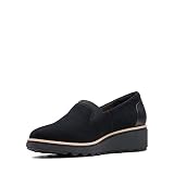 Cuero Clarks Sharon Dolly, Mocasines Mujer, Negro (Black Suede W Dark Tan World), 39.5 EU