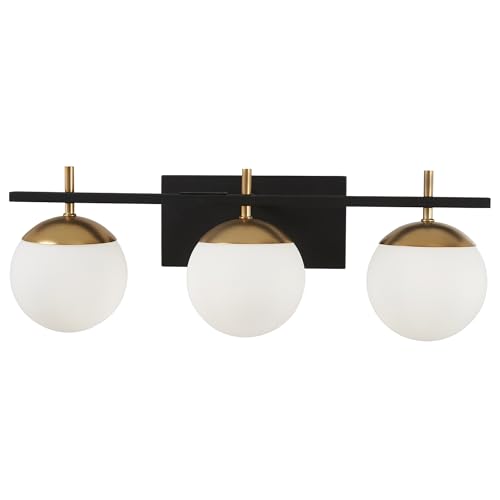 GEORGE KOVACS P1353-618 Alluria Vanity Bath Light, 3-Light, 225 Total Watts, 8.5-in H x 24-in W, Weathered Black with Autumn Gold by GEORGE KOVACS - Used condition - US$146.98