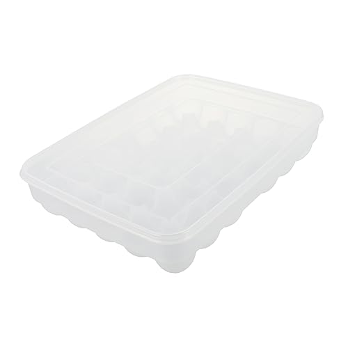 Beatifufu 34グリッド線マス 卵用収納ケース キッチン用卵ホルダー 透明蓋付き 冷蔵庫野菜室対応 大容量卵容器 格子デザインで取り出しやすい