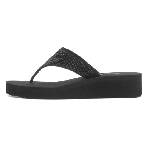 Image of Lilley Womens Black Toe Post Slip On Sandal - Size 6 UK - Black